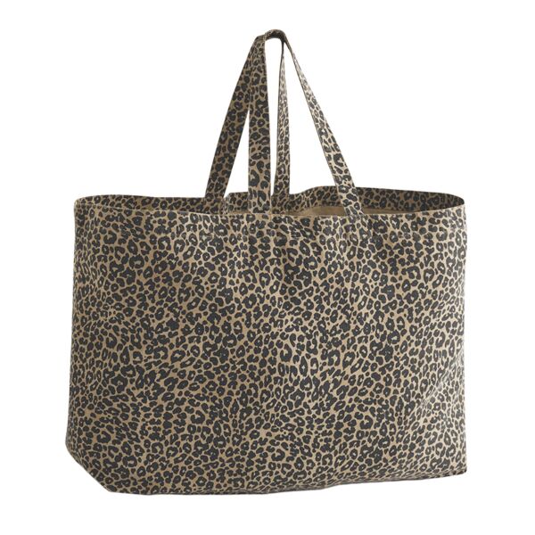 Leopard print canvas oversized tote bag Thumbnail